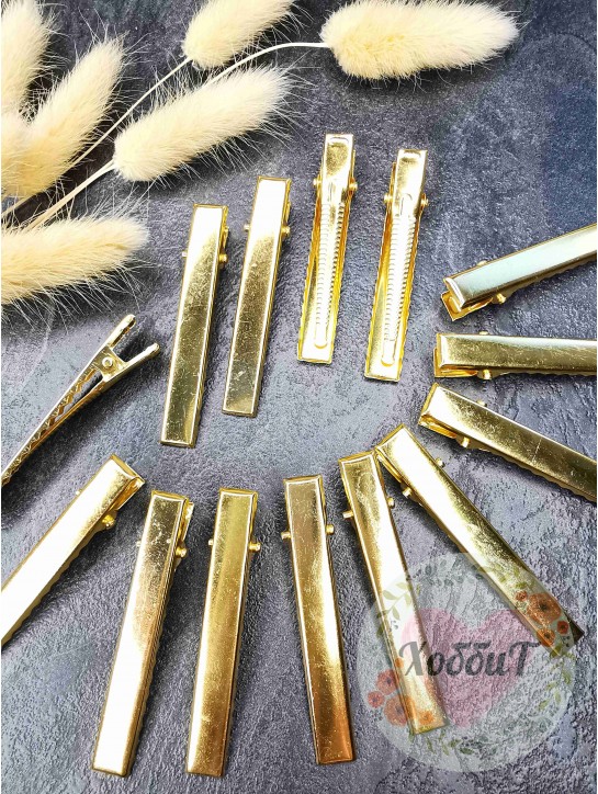 Зажим металлический "Крокодил" 4см. (золото)